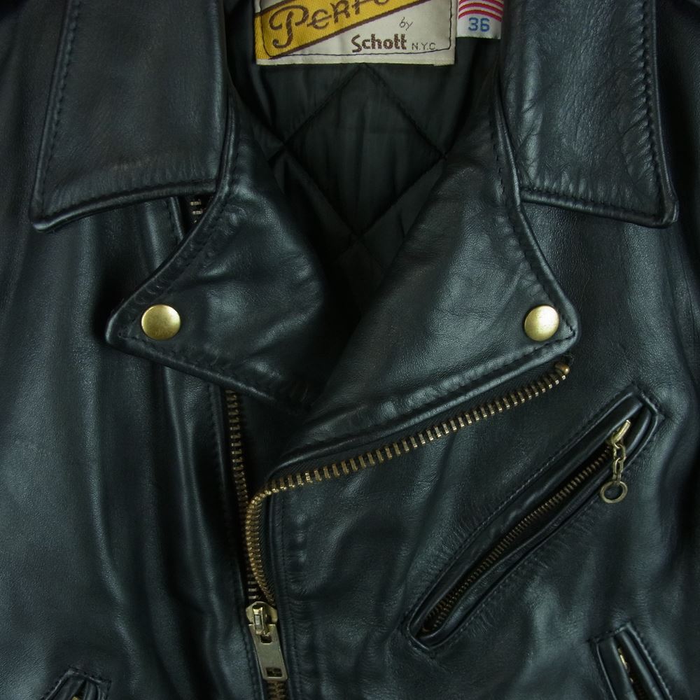 schott ショット 613 ヴィンテージ 70s USA製 ONE STAR DOUBLE RIDERS 牛タグ ワンスター ダブル ライダース ジャケット ブラック系 36【中古】