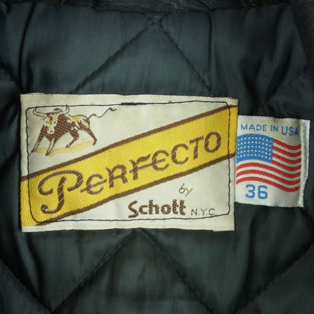 schott ショット 613 ヴィンテージ 70s USA製 ONE STAR DOUBLE RIDERS 牛タグ ワンスター ダブル ライダース ジャケット ブラック系 36【中古】