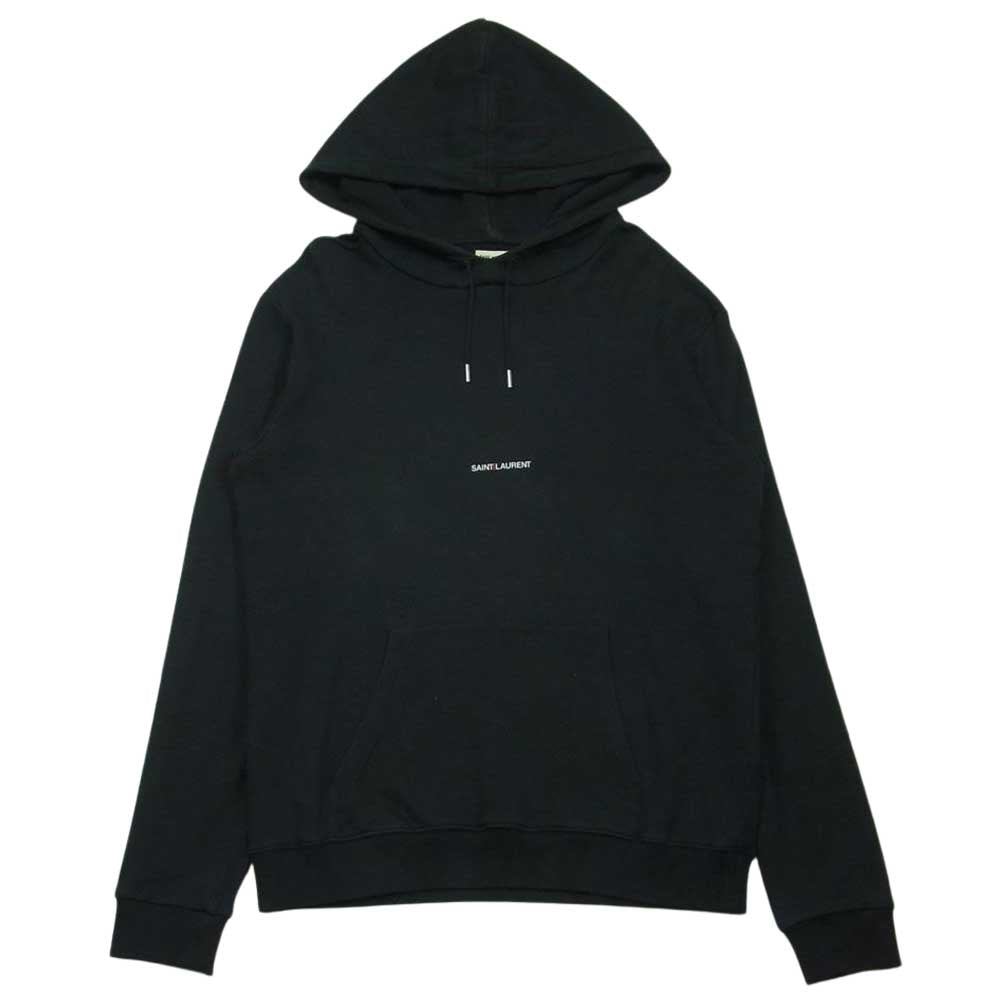 SAINT LAURENT サンローラン 464581 yb2pg RIVE GAUCHE HOODIE ロゴ プルオーバー スウェット パーカー ブラック系 M【中古】