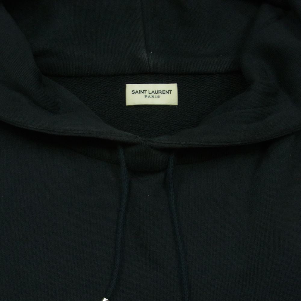 SAINT LAURENT サンローラン 464581 yb2pg RIVE GAUCHE HOODIE ロゴ プルオーバー スウェット パーカー ブラック系 M【中古】