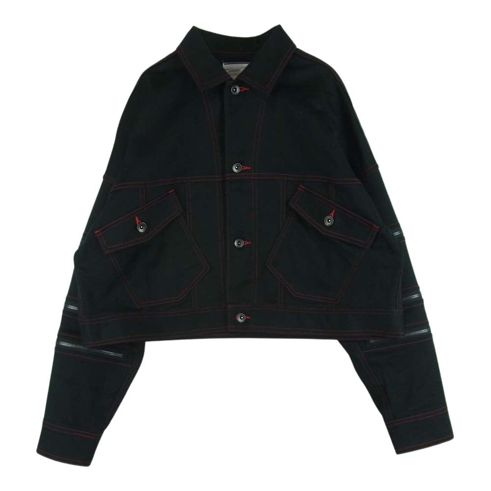 SHAREEF シャリーフ 20311006 ZIP-SLEEVE SHORT BLOUZON ジップスリーブ ショート ブルゾン ジャケット ブラック系【中古】