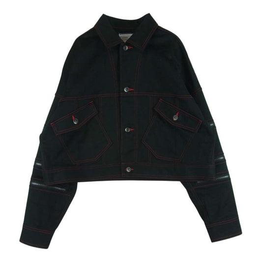 SHAREEF シャリーフ 20311006 ZIP-SLEEVE SHORT BLOUZON ジップスリーブ ショート ブルゾン ジャケット ブラック系【中古】