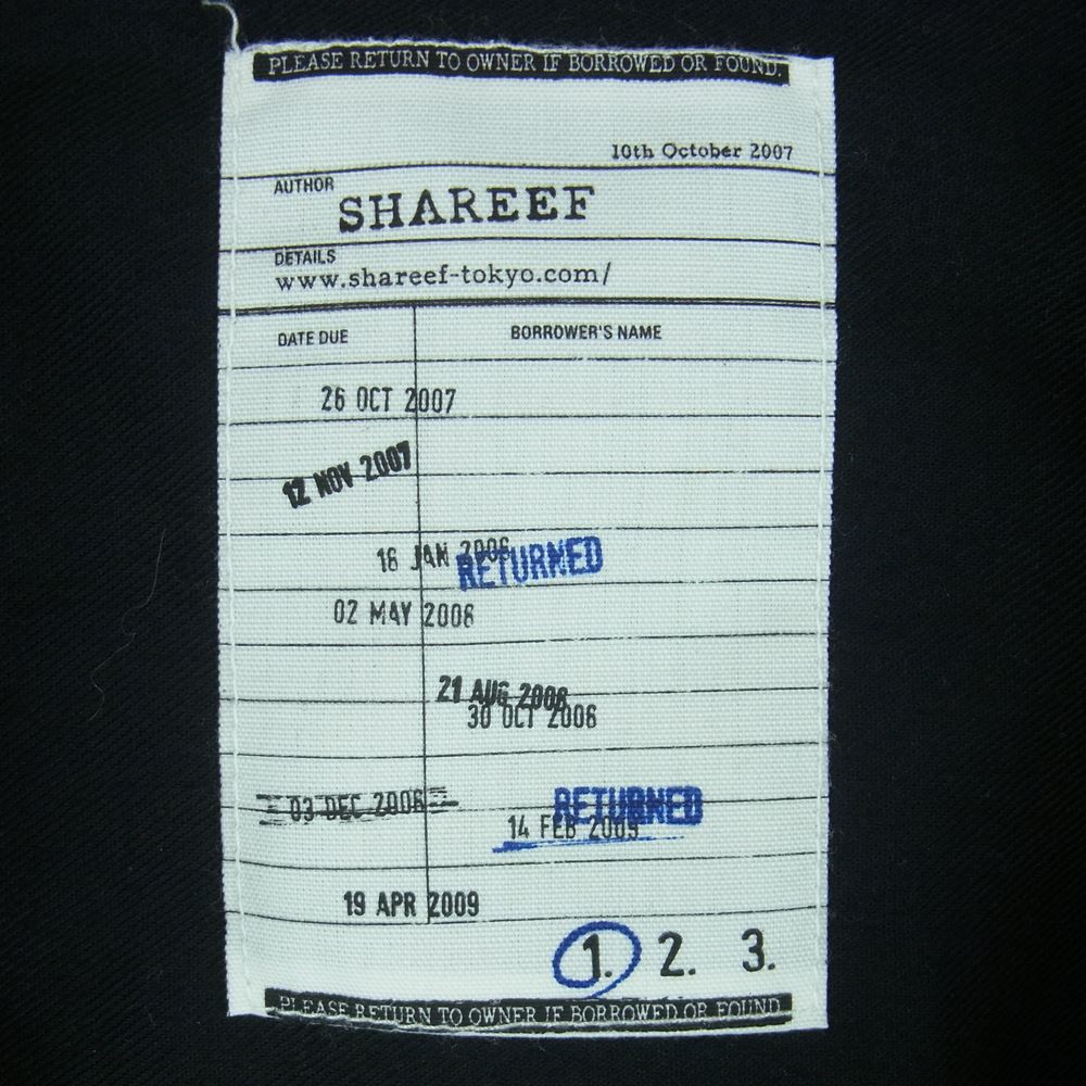 SHAREEF シャリーフ 20311006 ZIP-SLEEVE SHORT BLOUZON ジップスリーブ ショート ブルゾン ジャケット ブラック系【中古】
