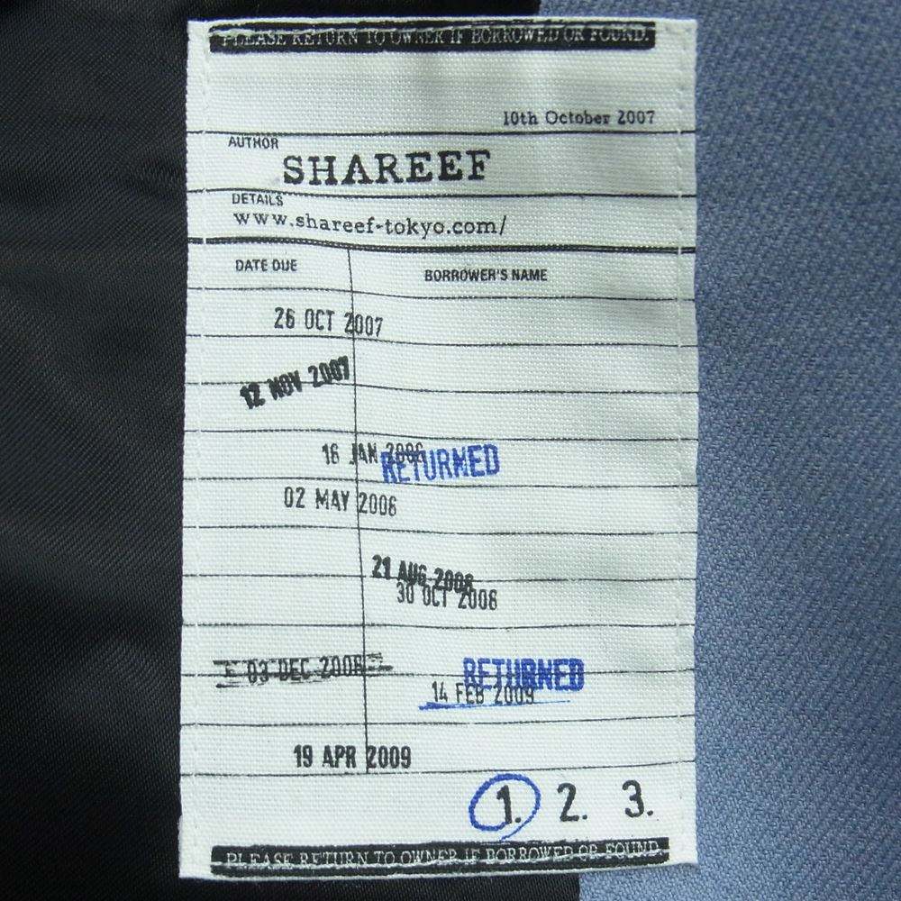 SHAREEF シャリーフ DOUBLE JK ドロップショルダー ダブル ジャケット 日本製 ライトブルー系 グレイッシュライトブルー系【中古】