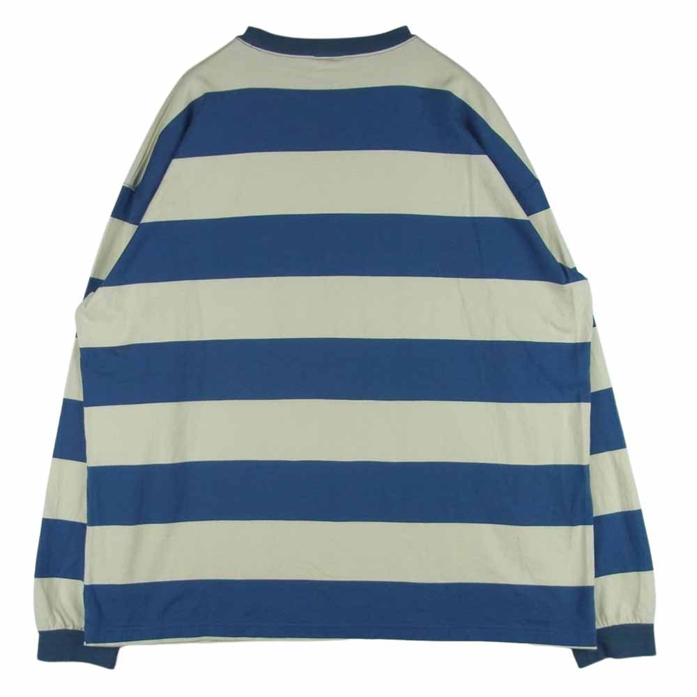 CALEE キャリー 23SS DROP SHOULDER WIDE PITCH L/S T-SHIRT ドロップ ショルダー ワイド ボーダー 長袖 Tシャツ ネイビー系 オフホワイト系 XL【中古】