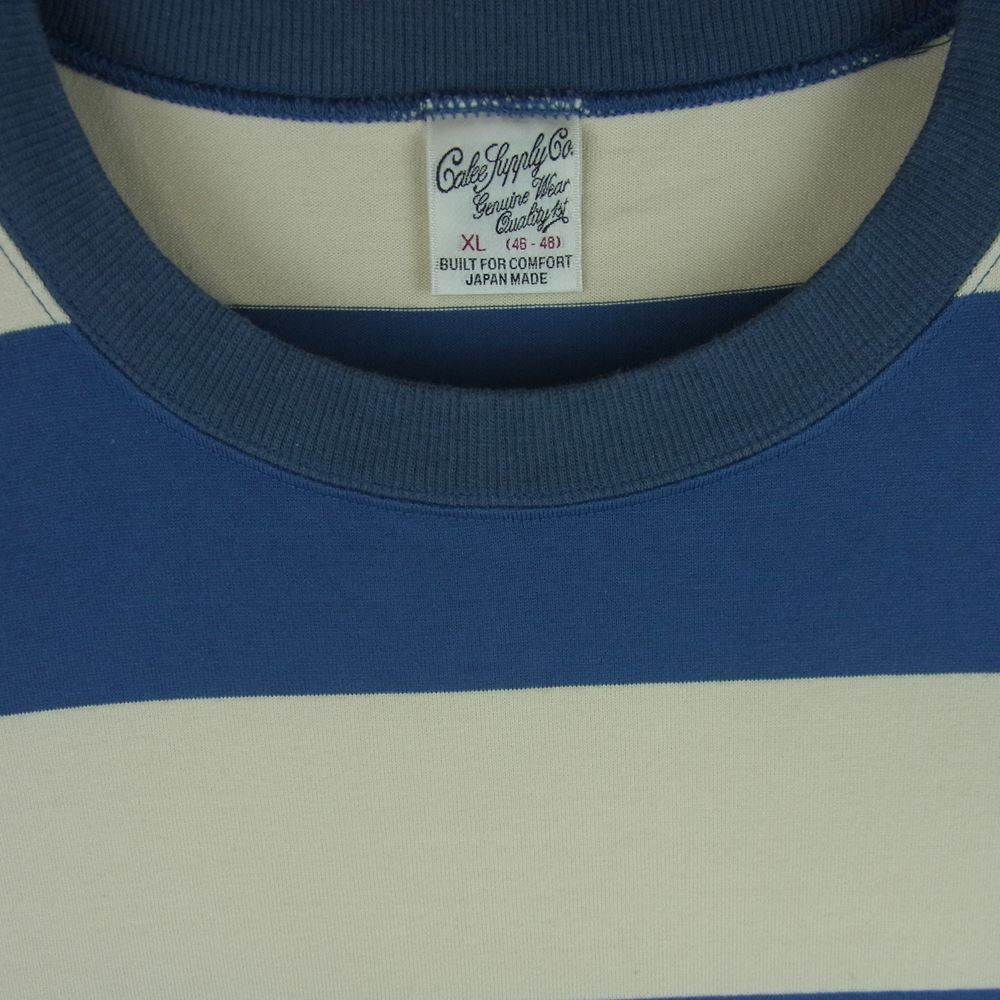 CALEE キャリー 23SS DROP SHOULDER WIDE PITCH L/S T-SHIRT ドロップ ショルダー ワイド ボーダー 長袖 Tシャツ ネイビー系 オフホワイト系 XL【中古】