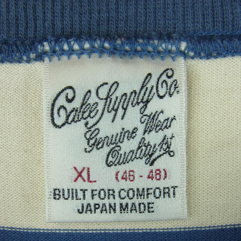 CALEE キャリー 23SS DROP SHOULDER WIDE PITCH L/S T-SHIRT ドロップ ショルダー ワイド ボーダー 長袖 Tシャツ ネイビー系 オフホワイト系 XL【中古】
