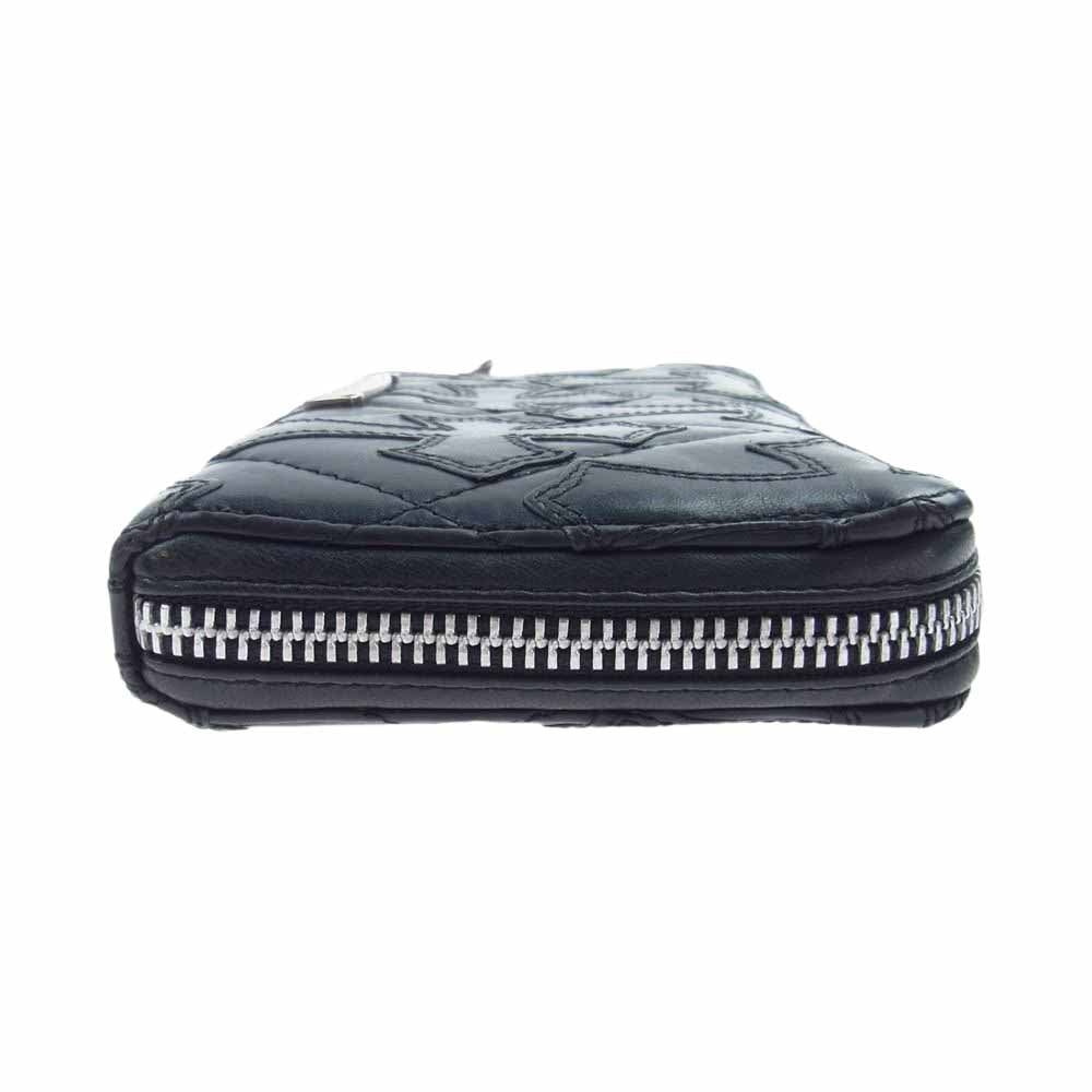 CHROME HEARTS クロムハーツ（原本無） REC F ZIP QUILTED セメタリークロス キルティング ラウンドジップ ウォレット 財布 ブラック系【中古】