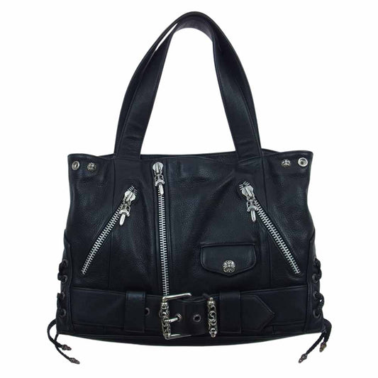 CHROME HEARTS クロムハーツ（原本無） JJ DEAN LG JJディーン レザー トート バッグ ラージ ブラック系【中古】