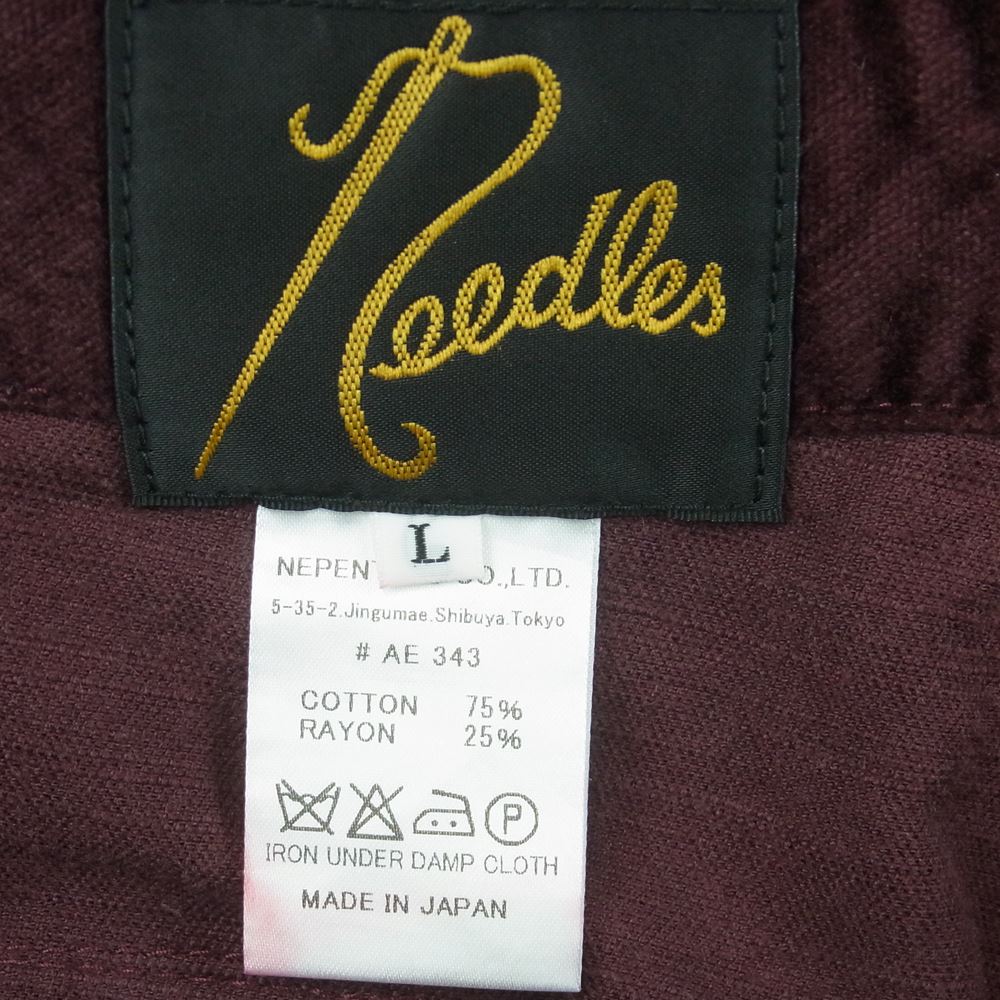 Needles ニードルス AE343 ベルベット カットオフ ショーツ ハーフ ショート パンツ ワインレッド系 L【中古】