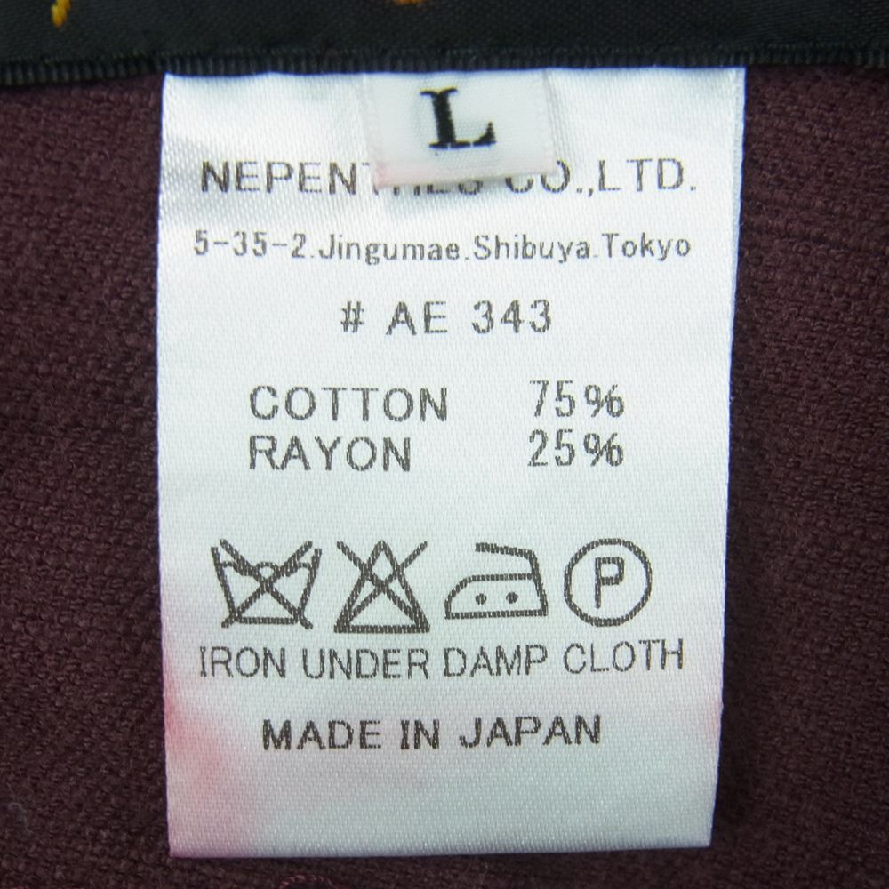 Needles ニードルス AE343 ベルベット カットオフ ショーツ ハーフ ショート パンツ ワインレッド系 L【中古】