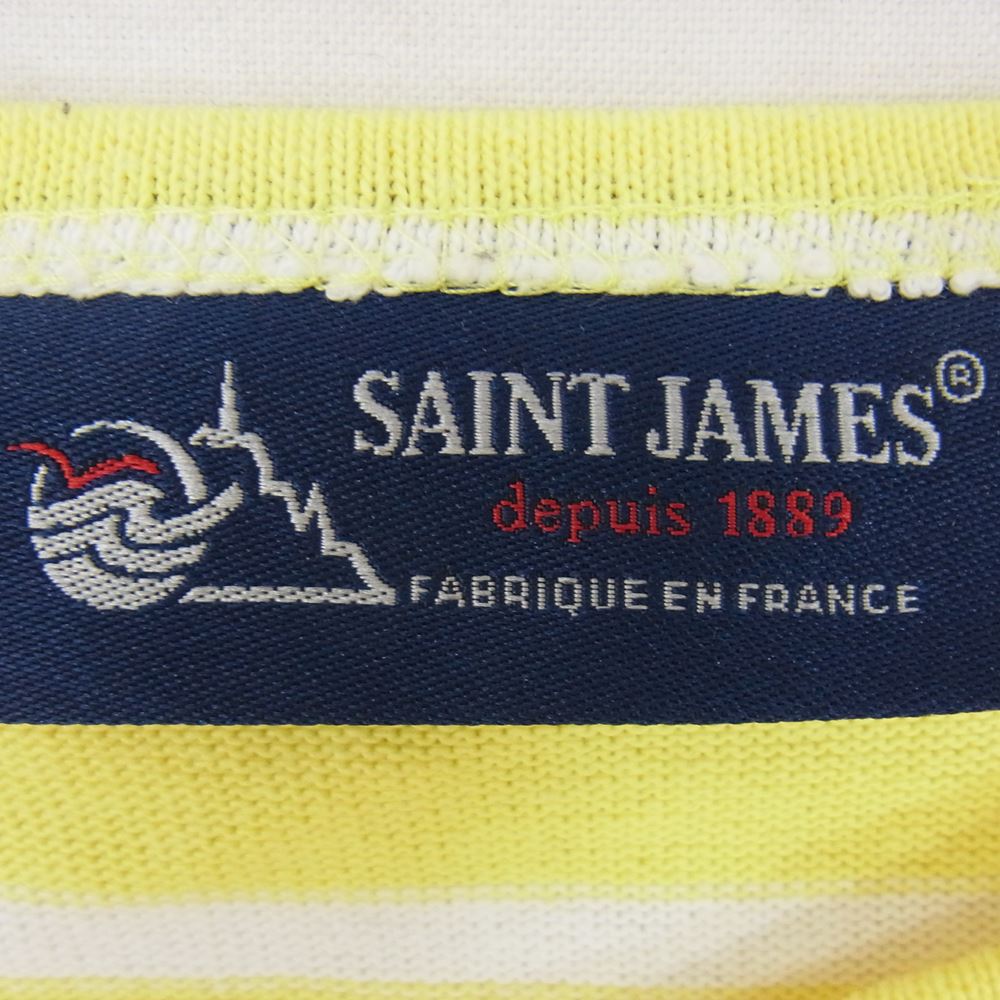 SAINT JAMES セントジェームス ボーダー バスクシャツ 長袖 Tシャツ ホワイト イエロー系 SM【中古】