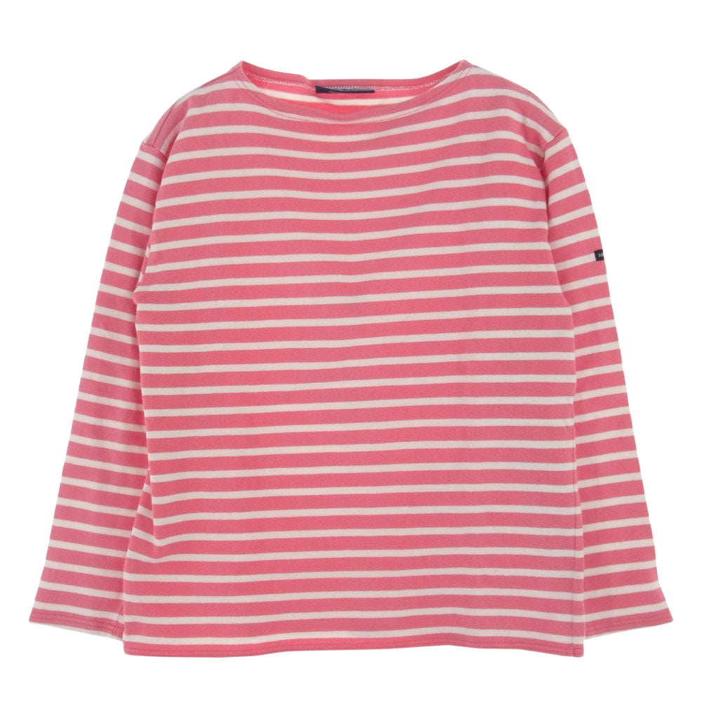 SAINT JAMES セントジェームス ボーダー バスクシャツ 長袖 Tシャツ ピンク ホワイト ピンク系 オフホワイト系 USA：36【中古】