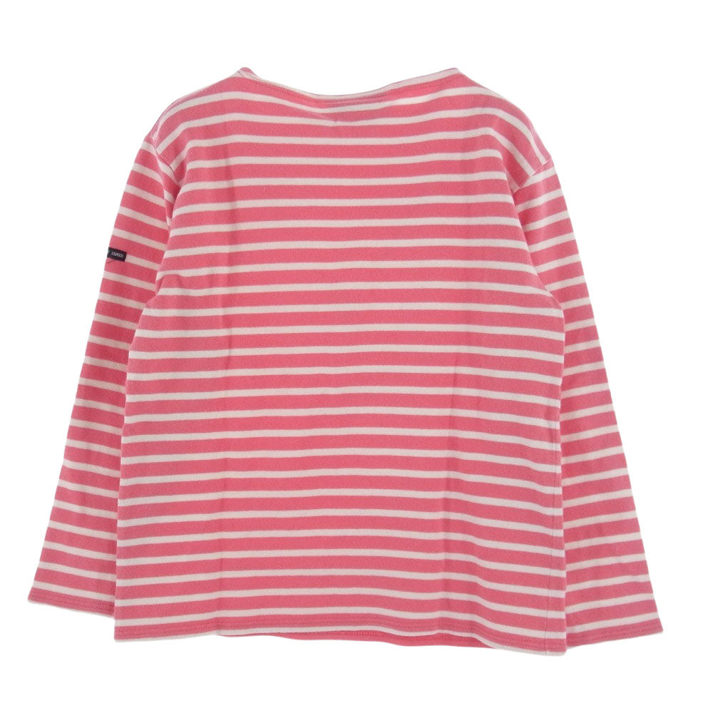 SAINT JAMES セントジェームス ボーダー バスクシャツ 長袖 Tシャツ ピンク ホワイト ピンク系 オフホワイト系 USA：36【中古】