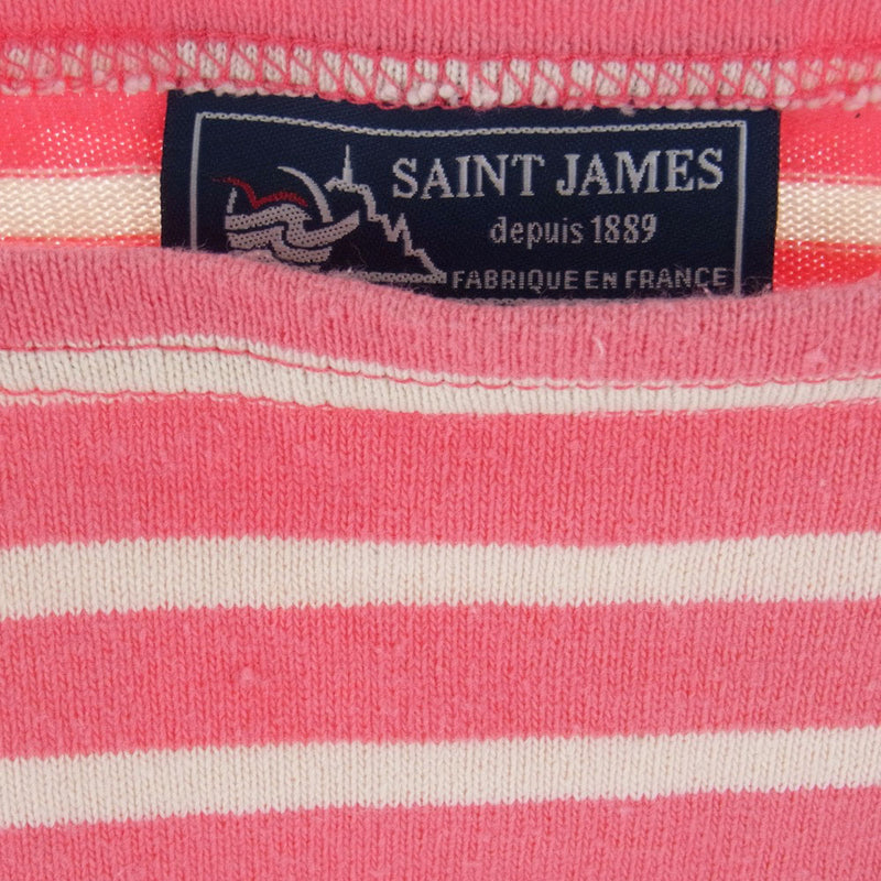 SAINT JAMES セントジェームス ボーダー バスクシャツ 長袖 Tシャツ ピンク ホワイト ピンク系 オフホワイト系 USA：36【中古】
