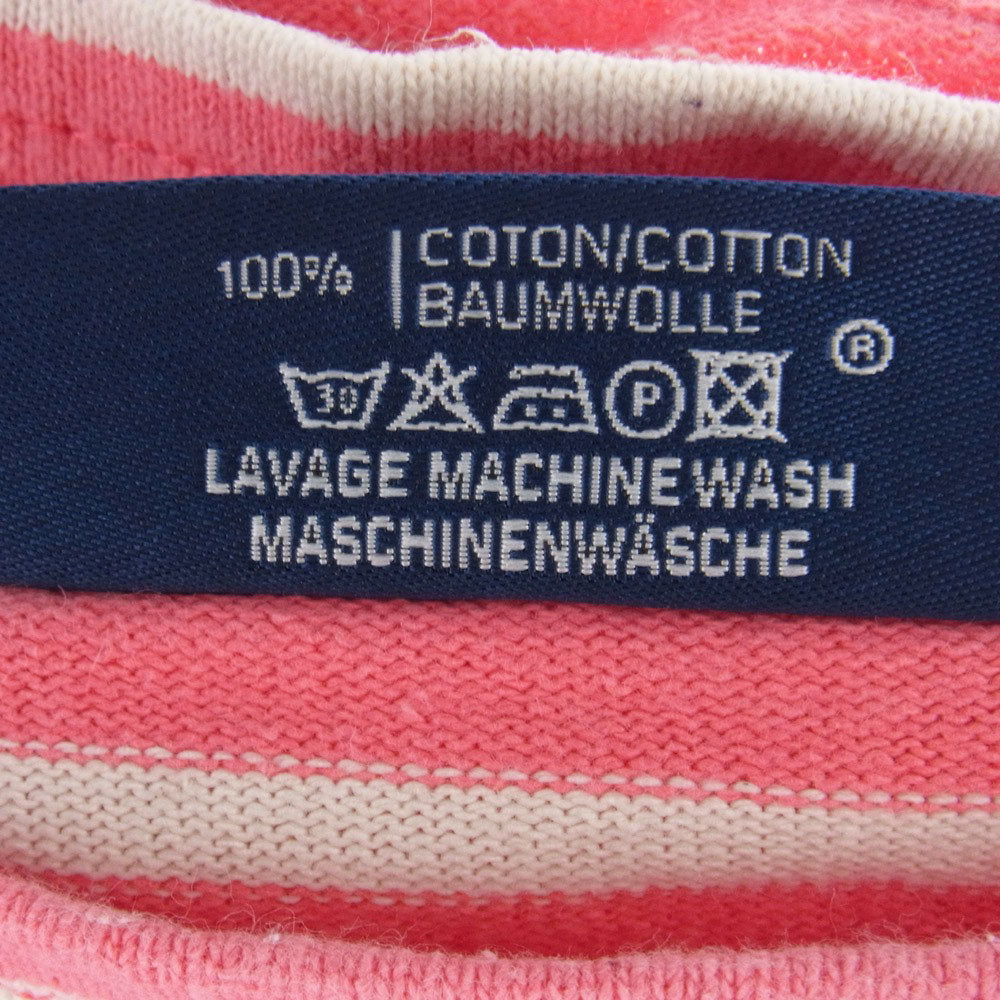 SAINT JAMES セントジェームス ボーダー バスクシャツ 長袖 Tシャツ ピンク ホワイト ピンク系 オフホワイト系 USA：36【中古】