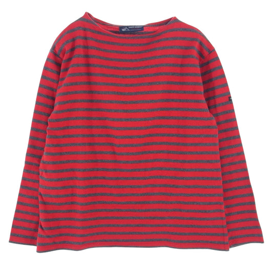 SAINT JAMES セントジェームス ボーダー バスクシャツ 長袖 Tシャツ レッド グレー レッド系 グレー系 USA36【中古】