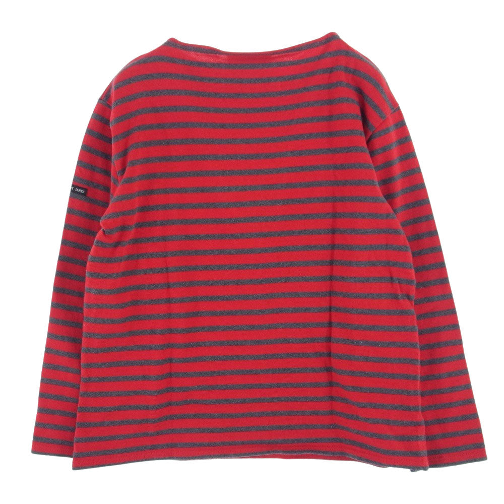 SAINT JAMES セントジェームス ボーダー バスクシャツ 長袖 Tシャツ レッド グレー レッド系 グレー系 USA36【中古】