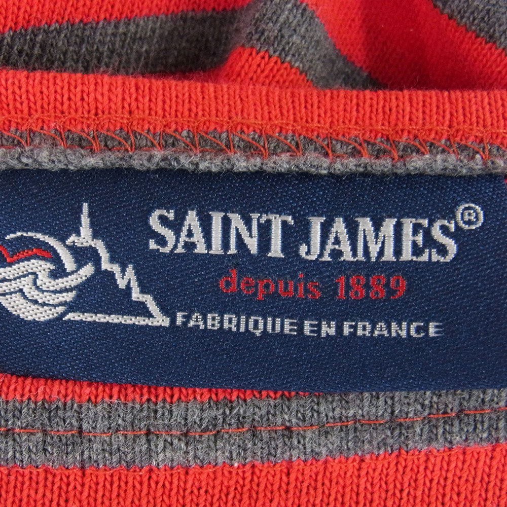 SAINT JAMES セントジェームス ボーダー バスクシャツ 長袖 Tシャツ レッド グレー レッド系 グレー系 USA36【中古】