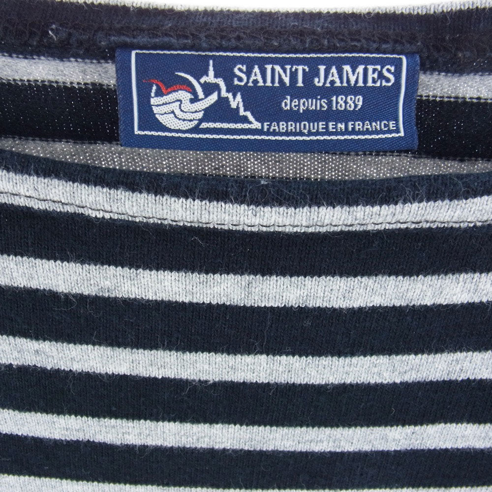 SAINT JAMES セントジェームス ボーダー バスクシャツ 長袖 Tシャツ ブラック ホワイト ブラック系 グレー系【中古】