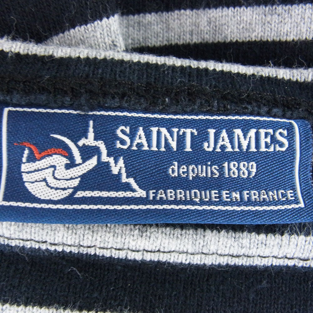 SAINT JAMES セントジェームス ボーダー バスクシャツ 長袖 Tシャツ ブラック ホワイト ブラック系 グレー系【中古】