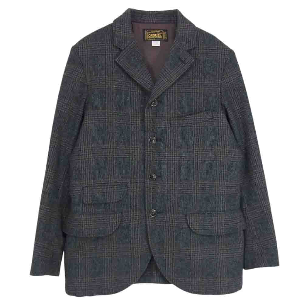 ORGUEIL オルゲイユ OR-4108 尾州産 グレンチェック ジャケット グレー系 38【美品】【中古】