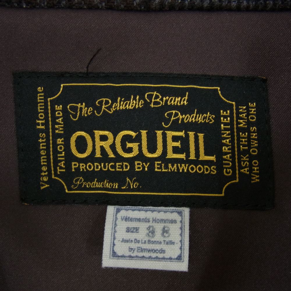 ORGUEIL オルゲイユ OR-4108 尾州産 グレンチェック ジャケット グレー系 38【美品】【中古】