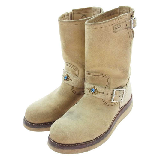 RED WING レッドウィング 8268 スタッズ ソール カスタム スエード エンジニア ブーツ  ベージュ系 US8.5【中古】