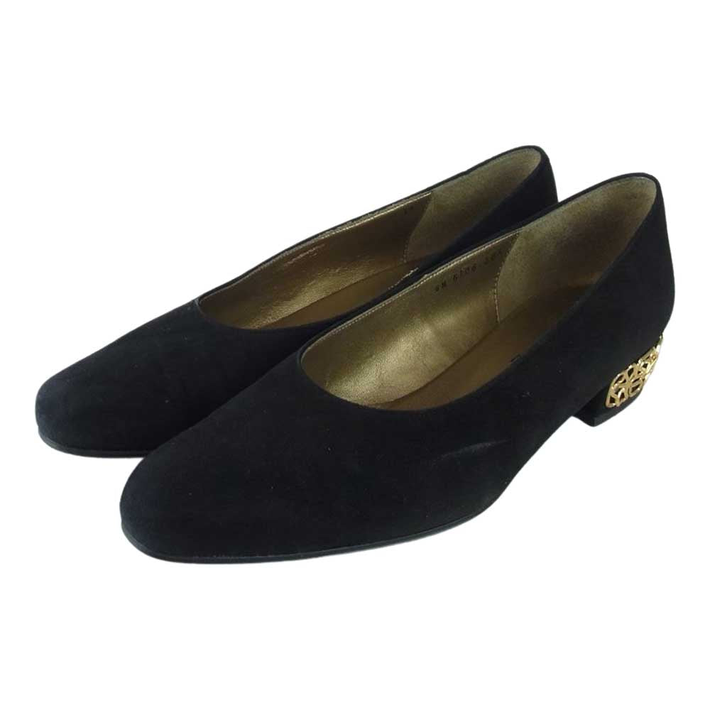 YVES SAINT LAURENT イヴサンローラン スエード パンプス  ブラック系 36.5【中古】