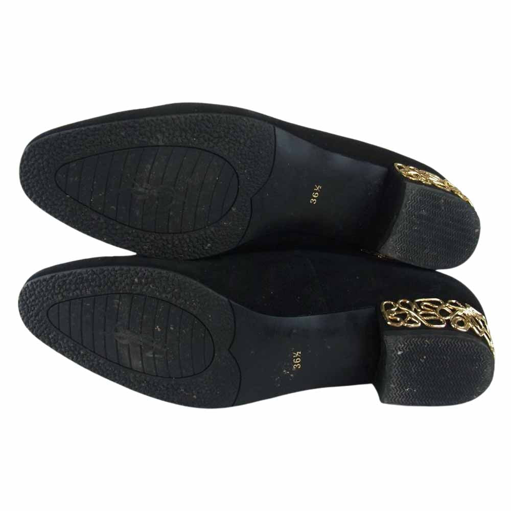 YVES SAINT LAURENT イヴサンローラン スエード パンプス  ブラック系 36.5【中古】