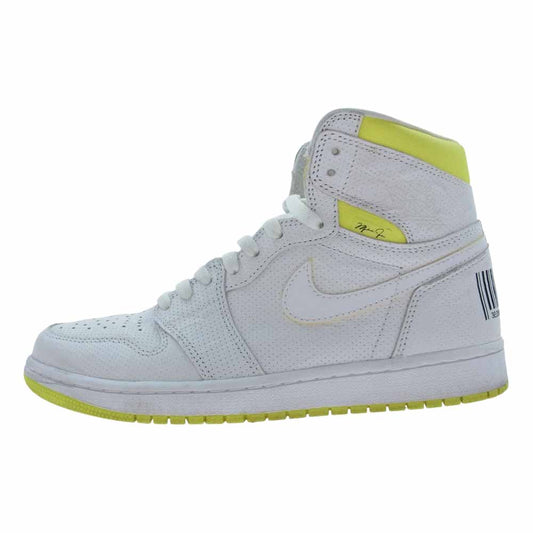NIKE AIR JORDAN ナイキ ジョーダン 555088-170 RETRO HIGH OG FIRST CLASS FLIGHT レトロ ハイ OG ファーストクラス ハイカットスニーカー  ホワイト系 イエロー系 26.5cm【中古】