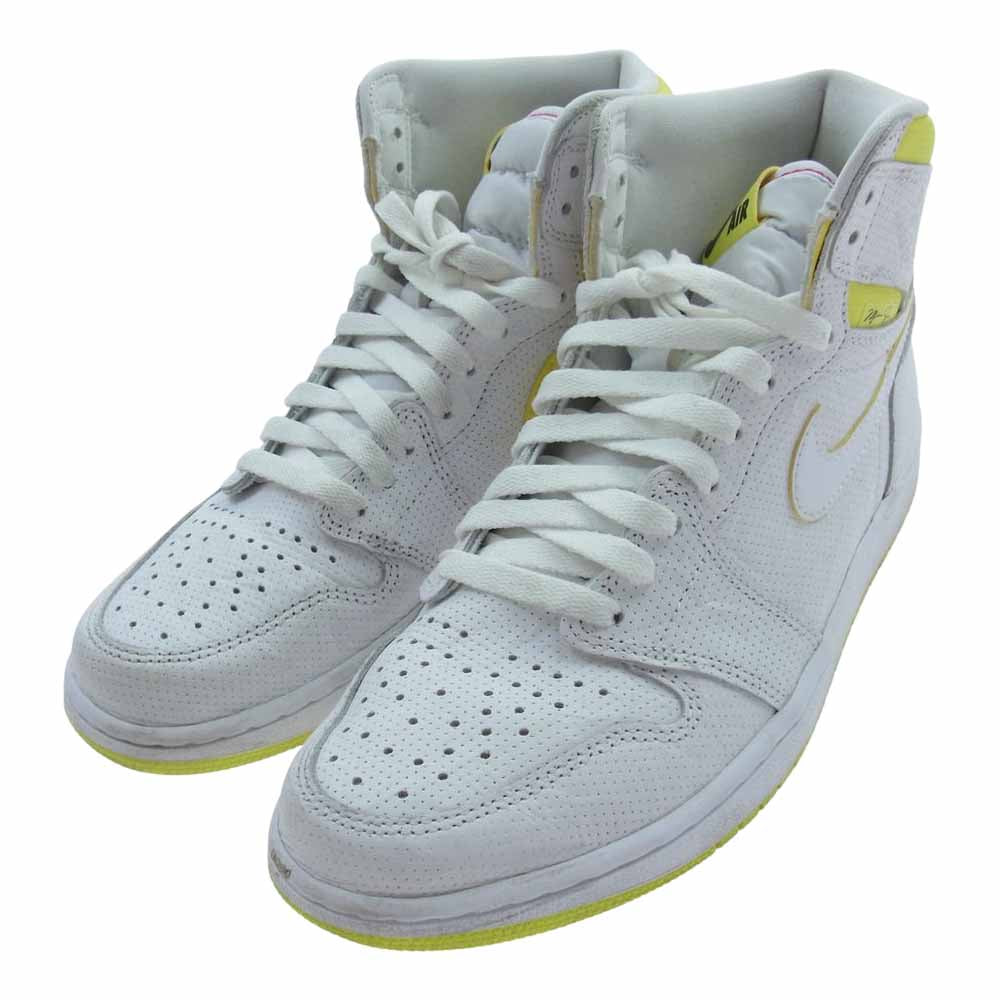 NIKE AIR JORDAN ナイキ ジョーダン 555088-170 RETRO HIGH OG FIRST CLASS FLIGHT レトロ ハイ OG ファーストクラス ハイカットスニーカー  ホワイト系 イエロー系 26.5cm【中古】