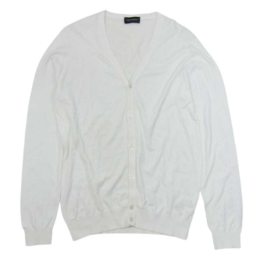 JOHN SMEDLEY ジョンスメドレー シーアイランドコットン 30G Vネック ニット カーディガン ホワイト系 M【中古】