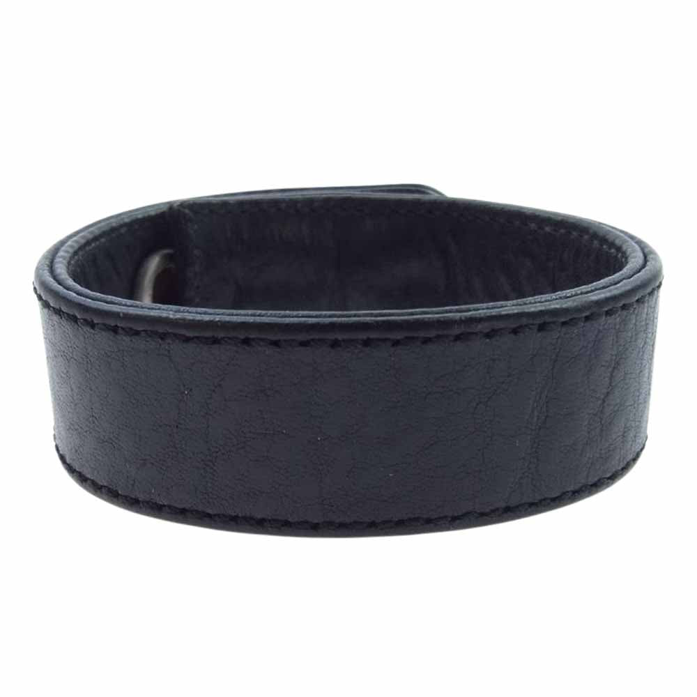 CHROME HEARTS クロムハーツ（原本無） 3BTN 2SNP クロスボール 3ボタン 2スナップ レザー ブレスレット ブラック系【中古】