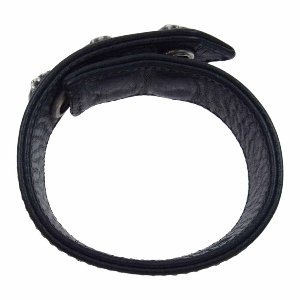CHROME HEARTS クロムハーツ（原本無） 3BTN 2SNP クロスボール 3ボタン 2スナップ レザー ブレスレット ブラック系【中古】