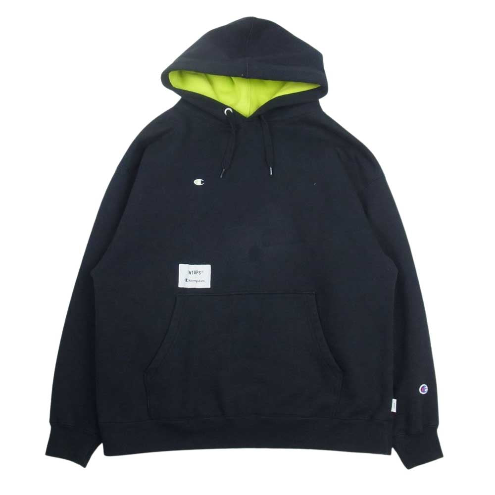 WTAPS ダブルタップス 23SS C8-X107 222HBCHD-CSM04S × Champion ACADEMY HOODED Super Fleece チャンピオン スウェット パーカー ブラック系 L【中古】