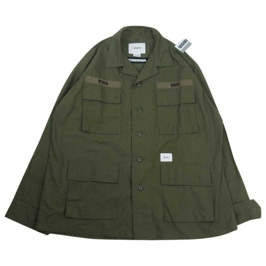 WTAPS ダブルタップス  19AW  192WVNHD-SHM02S × NEIGHBORHOOD ネイバーフッド JUNGLE LS SHIRT ジャングル 長袖シャツ カーキ系 02【中古】