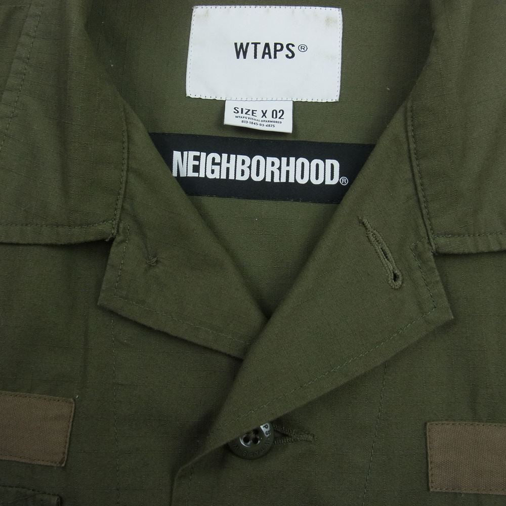WTAPS ダブルタップス  19AW  192WVNHD-SHM02S × NEIGHBORHOOD ネイバーフッド JUNGLE LS SHIRT ジャングル 長袖シャツ カーキ系 02【中古】