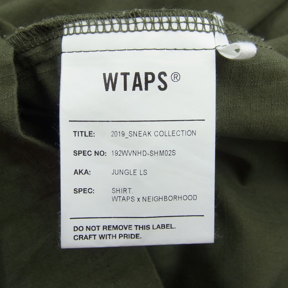 WTAPS ダブルタップス  19AW  192WVNHD-SHM02S × NEIGHBORHOOD ネイバーフッド JUNGLE LS SHIRT ジャングル 長袖シャツ カーキ系 02【中古】