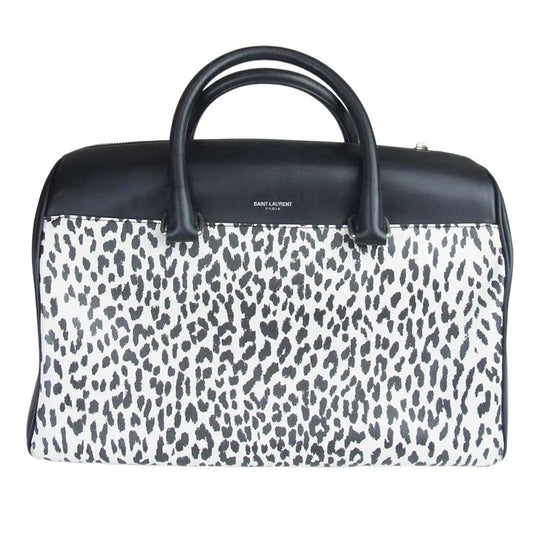 SAINT LAURENT サンローラン leopard レオパード ボストンバッグ ベイビーダッフル レザー ブラック系【中古】