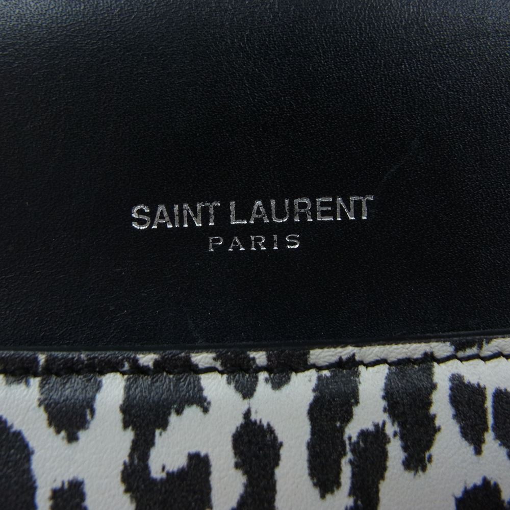 SAINT LAURENT サンローラン leopard レオパード ボストンバッグ ベイビーダッフル レザー ブラック系【中古】
