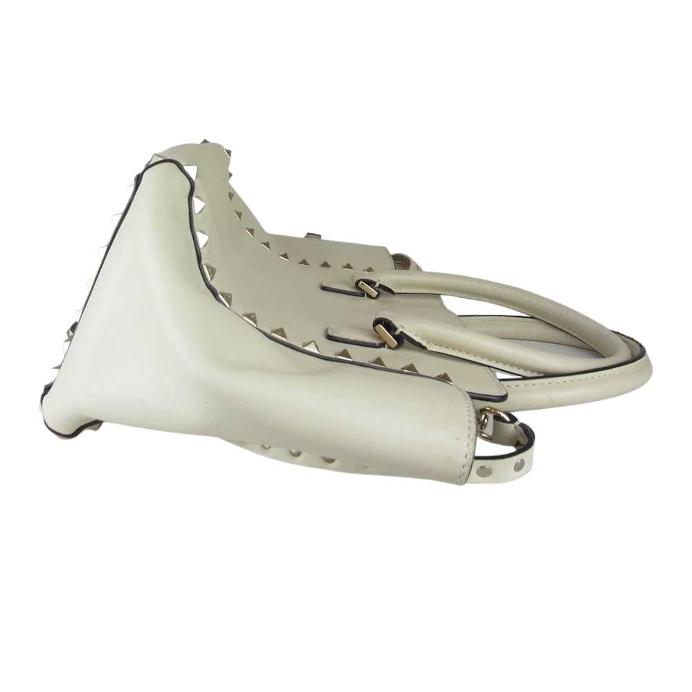 VALENTINO ヴァレンティノ ロックスタッズ 2way ハンド バッグ アイボリー系【中古】