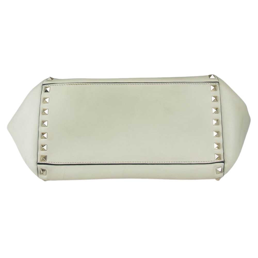 VALENTINO ヴァレンティノ ロックスタッズ 2way ハンド バッグ アイボリー系【中古】