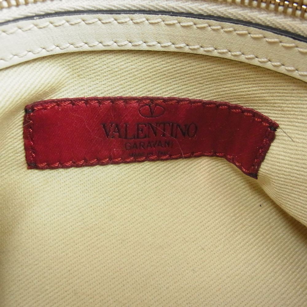 VALENTINO ヴァレンティノ ロックスタッズ 2way ハンド バッグ アイボリー系【中古】