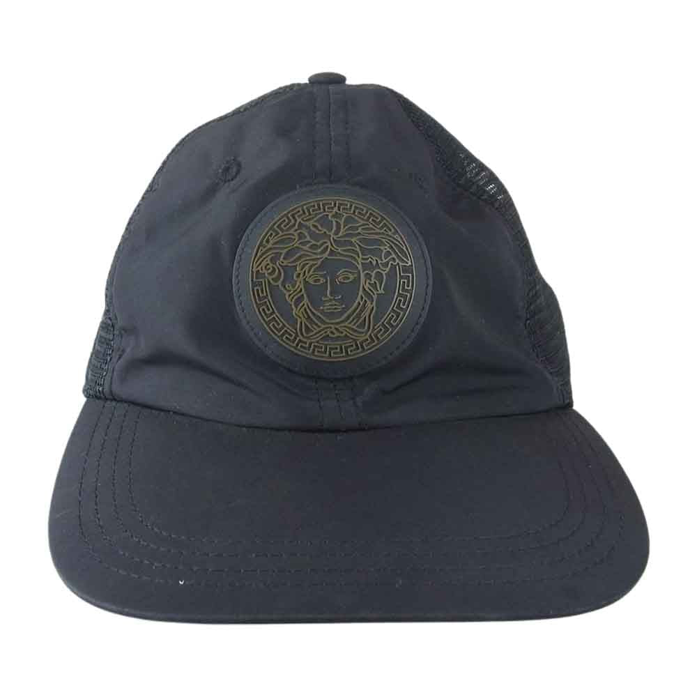 VERSACE ヴェルサーチ Abu02012 Baseball Cap メデューサ ラバーワッペン メッシュ キャップ ブラック系 59cm【中古】