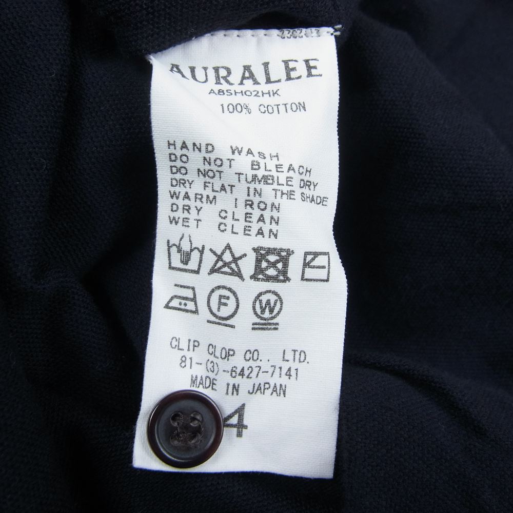 AURALEE オーラリー A8SH02HK HIGH GAUGE PIQUE DOUBLE CLOTH HENLEY NECK ハイ ガーゼ ピケ ダブル クロース ヘンリー ネック 半袖 Tシャツ ネイビー系 4【中古】