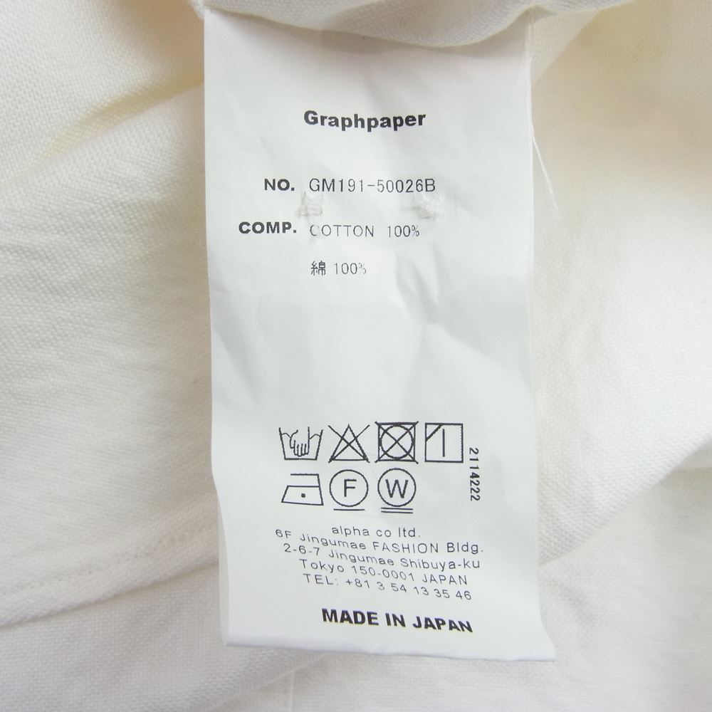GRAPHPAPER グラフペーパー GM191-50026B Oxford L/S B.D Box Shirt WHITE オックスフォード ボタンダウン ボックス 白 長袖シャツ ホワイト系 2【中古】