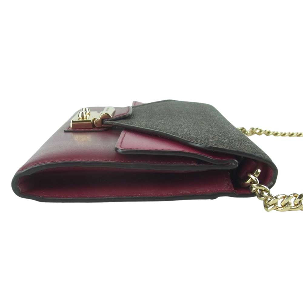 Michael Kors マイケルコース シグネチャー チェーンショルダー ウォレット バッグ ポシェット 財布 エンジ系 ボルドー系【中古】