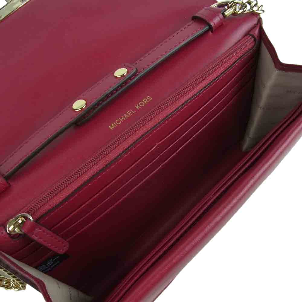 Michael Kors マイケルコース シグネチャー チェーンショルダー ウォレット バッグ ポシェット 財布 エンジ系 ボルドー系【中古】