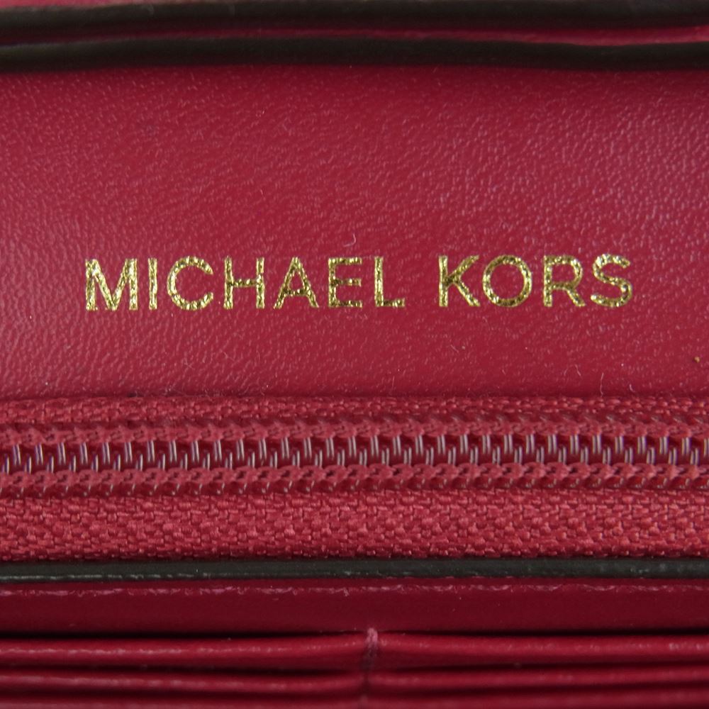 Michael Kors マイケルコース シグネチャー チェーンショルダー ウォレット バッグ ポシェット 財布 エンジ系 ボルドー系【中古】